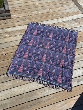 Nautical Lighthouse Throw Blanket in Purple and Pink